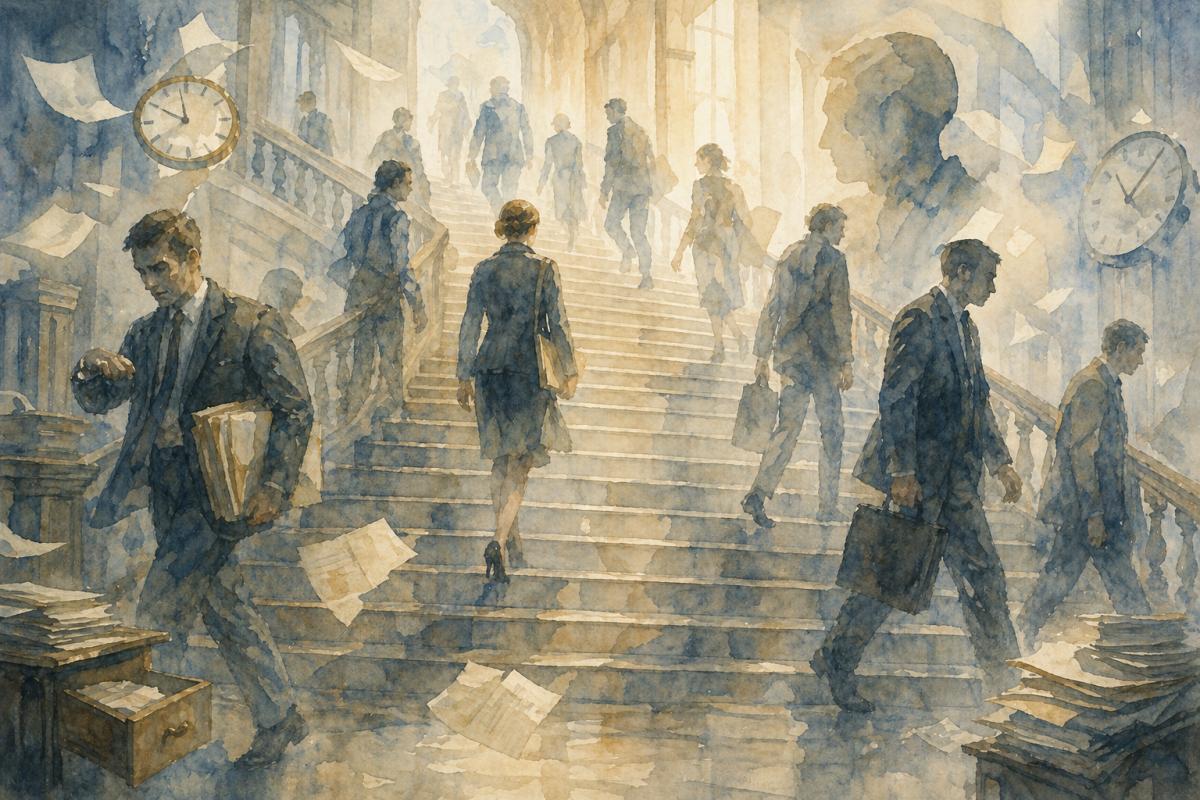 L'administration est un lieu où les gens qui arrivent en retard croisent dans l'escalier ceux qui partent en avance
