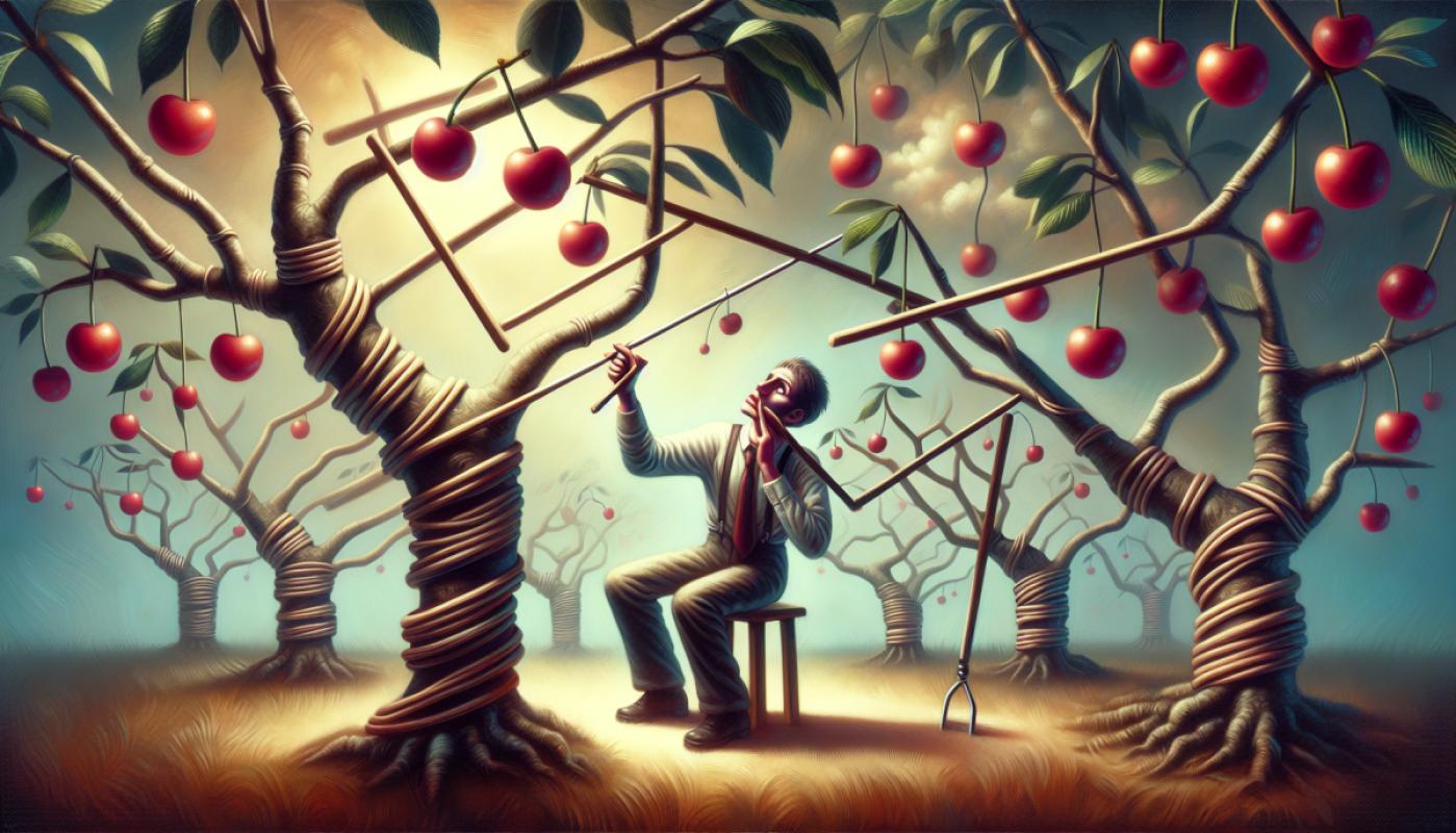 Il faut cueillir les cerises avec la queue. J'avais déjà du mal avec la main !