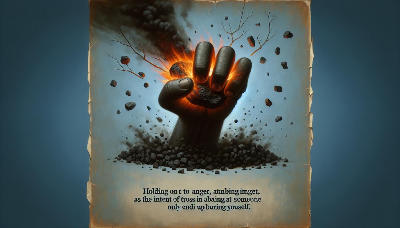 Rester en colère, c'est comme saisir un charbon ardent avec l'intention de le jeter sur quelqu'un ; c'est vous qui vous brûlez.